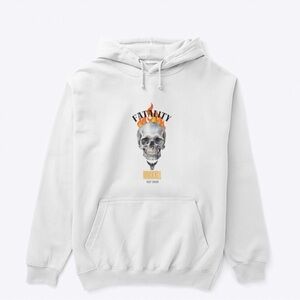 White Graphic Hoodie with Skull Design